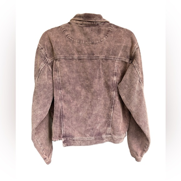 POL Women's Soft Corduroy Relaxed Fit Frayed Hem Jacket Purple Pink, size M - Picture 4 of 4